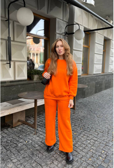 Помаранчевий костюм футер з принтом на спині ( штани палаццо) . Maritel. Зображення 1