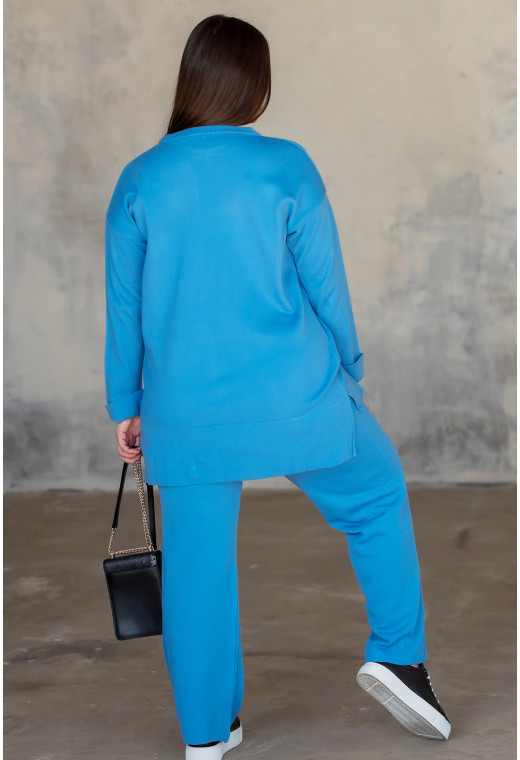 Голубой вязаный костюм с туникой — 151673. Maritel. Изображенние 1 Голубой вязаный костюм с туникой — 151673. Maritel. Изображенние 1