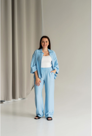 Блакитний брючний костюм з літнім жакетом. Maritel. Зображення 7