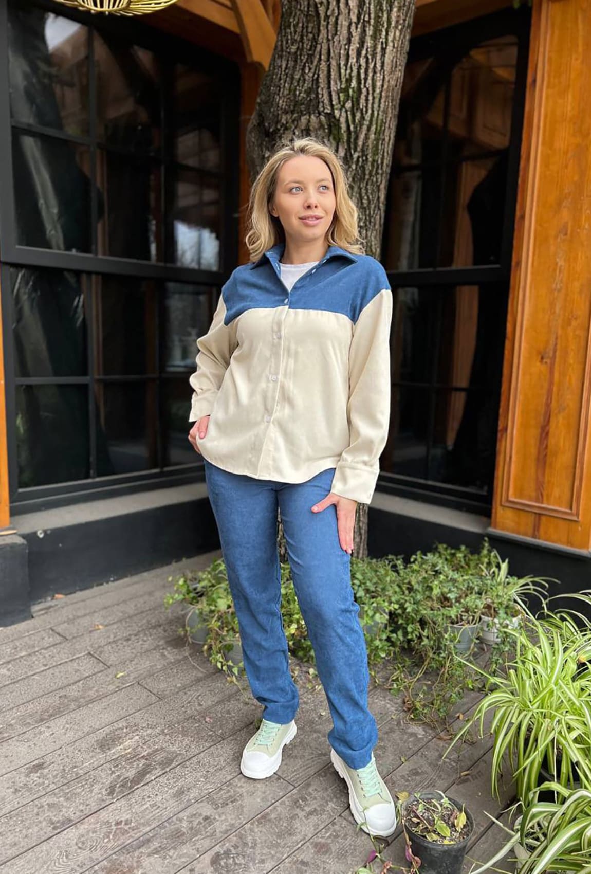 Синьо-бежевий вельветовий костюм —  254692. Maritel Синьо-бежевий вельветовий костюм —  254692. Maritel