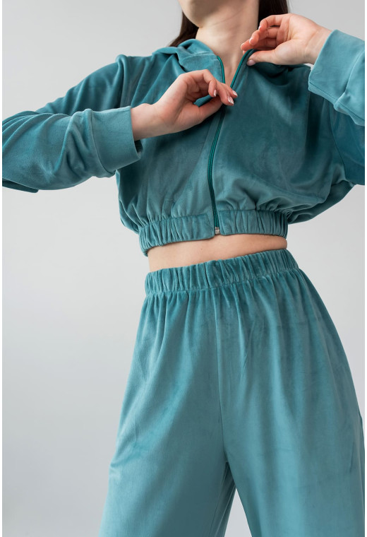 Ментоловий велюровий костюм на блискавці — 495493. Maritel. Зображення 2 Ментоловий велюровий костюм на блискавці — 495493. Maritel. Зображення 2