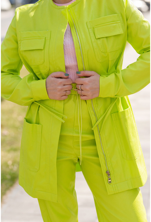 Салатовая рубашка эко кожа питон — 715535. Maritel. Изображенние 1 Салатовая рубашка эко кожа питон — 715535. Maritel. Изображенние 1