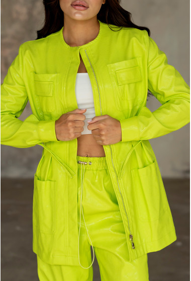 Салатова сорочка еко шкіра пітон . Maritel. Зображення 5 Салатова сорочка еко шкіра пітон . Maritel. Зображення 5