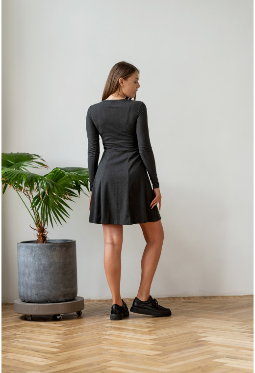 Графитовое осеннее платье в рубчик — 721650. Maritel. Изображенние 1 Графитовое осеннее платье в рубчик — 721650. Maritel. Изображенние 1