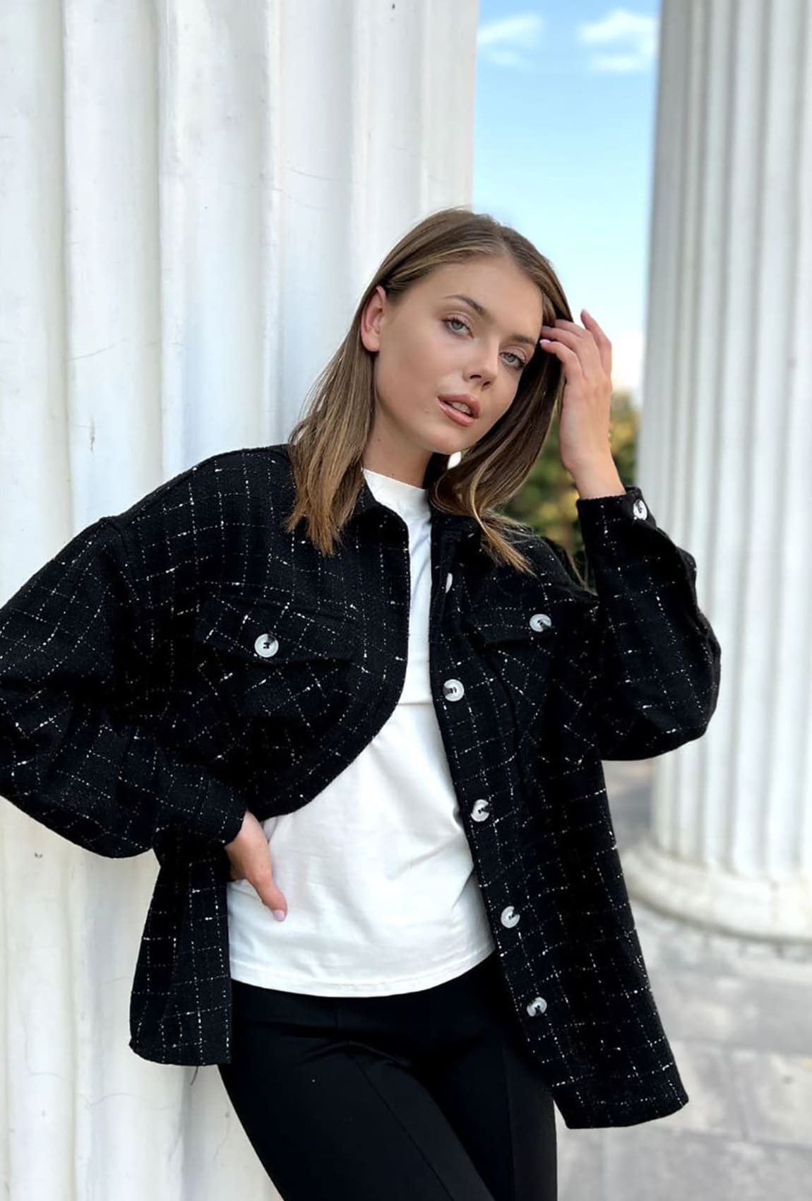 Черная рубашка твид — 701139. Maritel Черная рубашка твид — 701139. Maritel