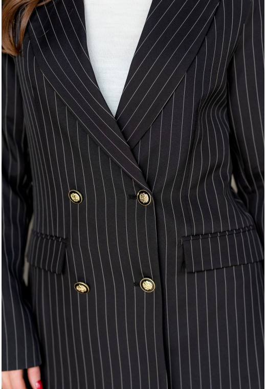 Черный пиджак в полоску — 582265. Maritel. Изображенние 3 Черный пиджак в полоску — 582265. Maritel. Изображенние 3