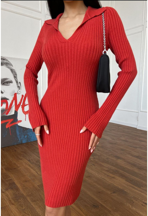 Теракотова сукня поло рубчик — 973409. Maritel. Зображення 1 Теракотова сукня поло рубчик — 973409. Maritel. Зображення 1