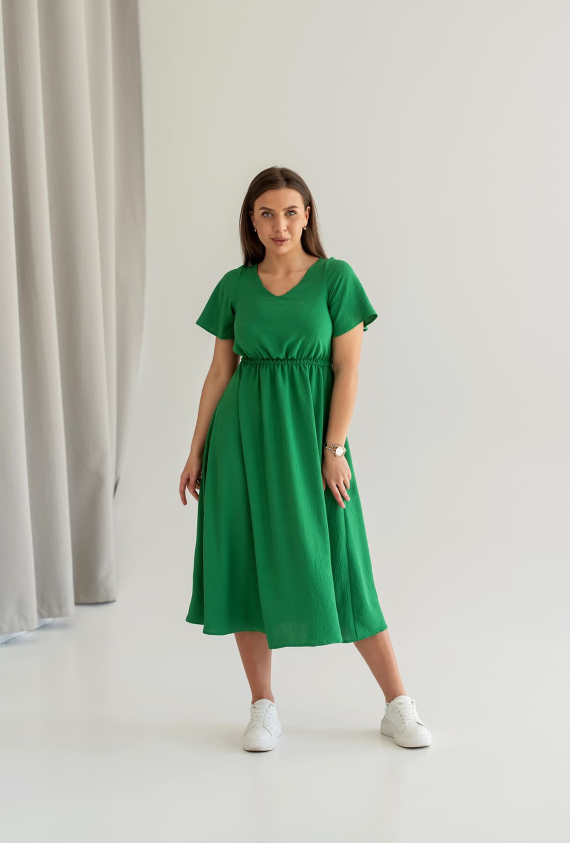 Зеленое платье жатка —  820979. Maritel Зеленое платье жатка —  820979. Maritel