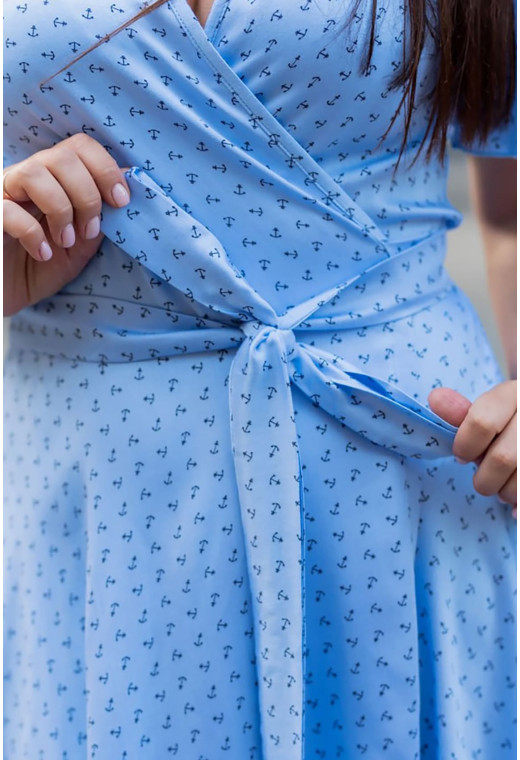 Голубое платье на запах в якорях — 578062. Maritel. Изображенние 1 Голубое платье на запах в якорях — 578062. Maritel. Изображенние 1