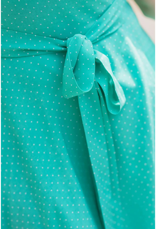 Платье на запах мятное в мелкий горошек — 845114. Maritel. Изображенние 2 Платье на запах мятное в мелкий горошек — 845114. Maritel. Изображенние 2