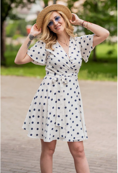 Біла сукня на запах у синій горошок. Maritel. Зображення 7