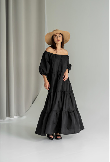 Довга чорна котонова сукня. Maritel. Зображення 2