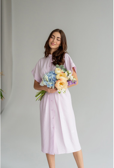 Пудрова лляна сукня на гудзиках. Maritel. Зображення 11