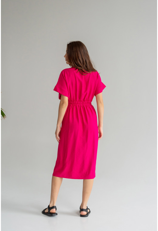 Малиновое льняное платье на пуговицах —  582404. Maritel. Изображенние 2 Малиновое льняное платье на пуговицах —  582404. Maritel. Изображенние 2