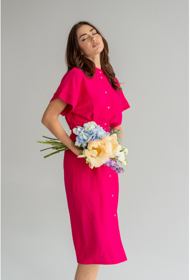 Малинова лляна сукня на ґудзиках . Maritel. Зображення 10