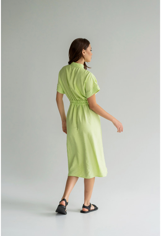 Платье льняное на пуговицах лаймового цвета — 584500. Maritel. Изображенние 2 Платье льняное на пуговицах лаймового цвета — 584500. Maritel. Изображенние 2