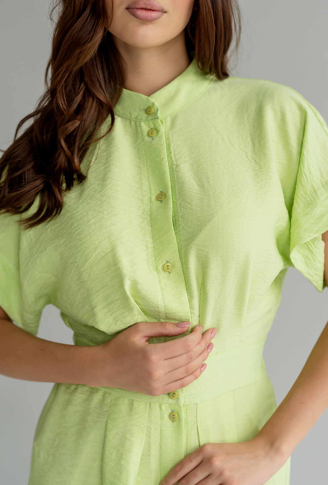 Платье льняное на пуговицах лаймового цвета — 584500. Maritel. Изображенние 1 Платье льняное на пуговицах лаймового цвета — 584500. Maritel. Изображенние 1