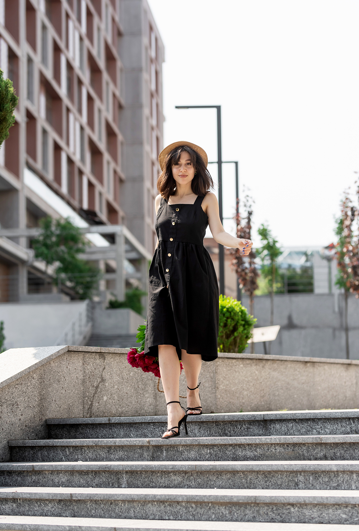 Черный сарафан лен на пуговицах —  992945. Maritel. Изображенние 3 Черный сарафан лен на пуговицах —  992945. Maritel. Изображенние 3