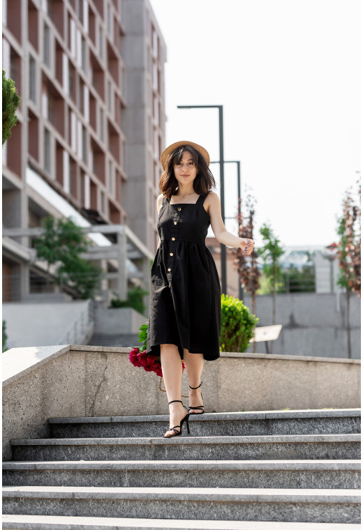 Чорний сарафан льон на гудзиках —  992945. Maritel. Зображення 3 Чорний сарафан льон на гудзиках —  992945. Maritel. Зображення 3