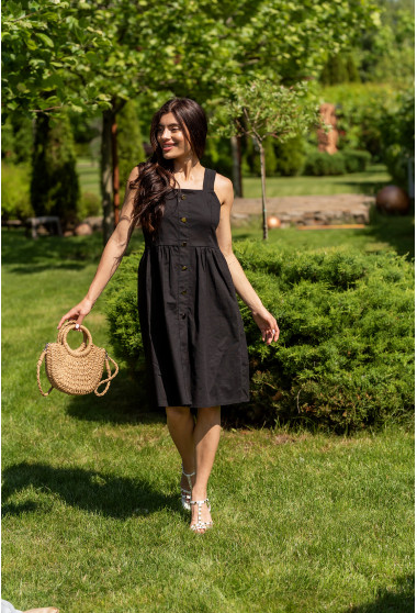 Черный сарафан лен на пуговицах. Maritel. Изображенние 12