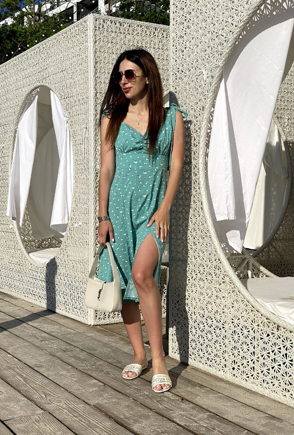 Зеленый сарафан на завязках —  753905. Maritel. Изображенние 2