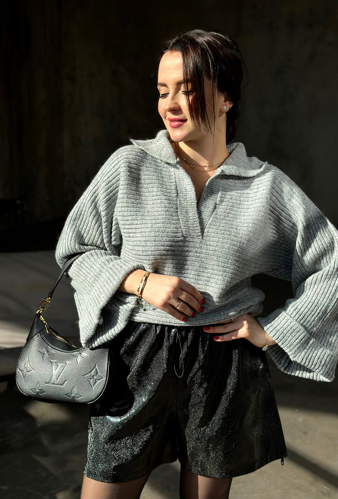 Черные шорты кожа на молнии —  124273. Maritel