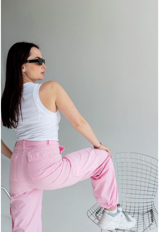 Рожеві штани карго літні — 696970. Maritel. Зображення 1 Рожеві штани карго літні — 696970. Maritel. Зображення 1