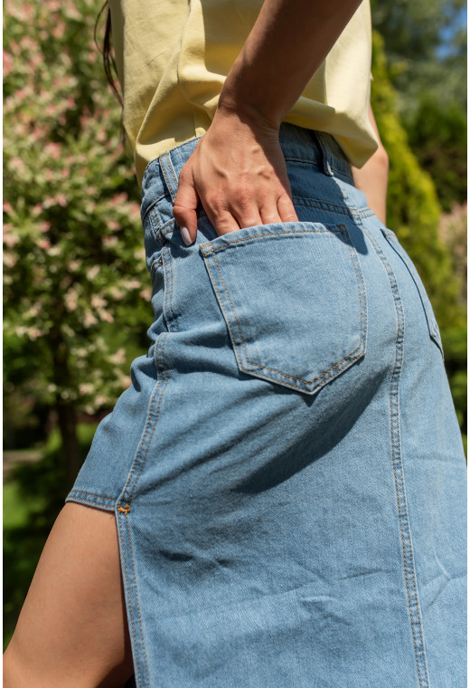 Блакитна спідниця з вирізом — 743270. Maritel. Зображення 2 Блакитна спідниця з вирізом — 743270. Maritel. Зображення 2