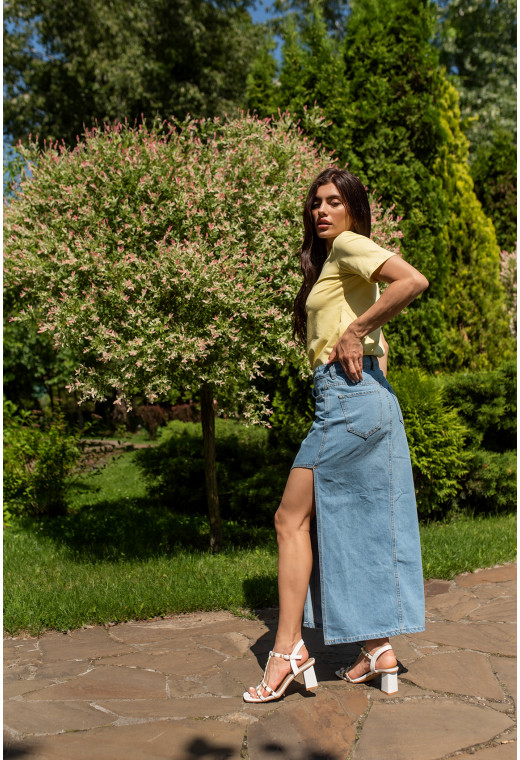 Блакитна спідниця з вирізом — 743270. Maritel. Зображення 1 Блакитна спідниця з вирізом — 743270. Maritel. Зображення 1