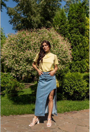 Блакитна спідниця з вирізом. Maritel. Зображення 1