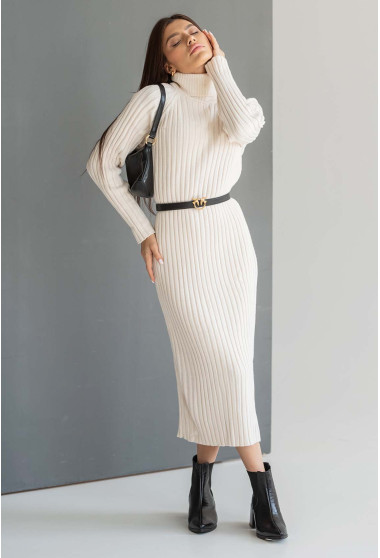 Сукня міді в рубчик молочного кольору. Maritel. Зображення 11