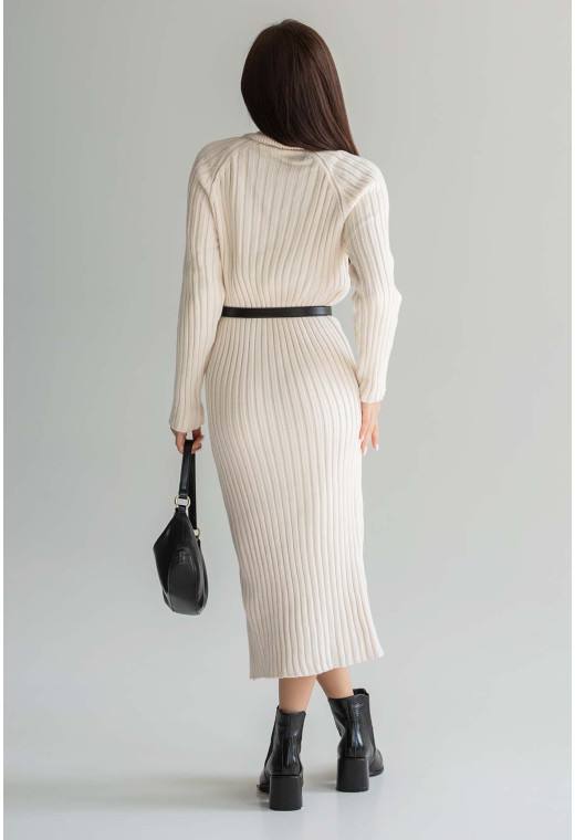 Платье миди в рубчике молочного цвета — 456044. Maritel. Изображенние 2 Платье миди в рубчике молочного цвета — 456044. Maritel. Изображенние 2