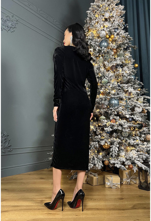 Черное бархатное платье удлиненное — 177710. Maritel. Изображенние 2 Черное бархатное платье удлиненное — 177710. Maritel. Изображенние 2