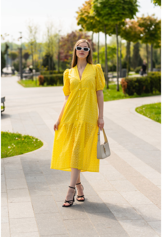 Желтое длинное платье прошва. Maritel. Изображенние 2 Желтое длинное платье прошва. Maritel. Изображенние 2