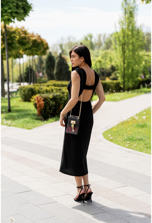 Чорна сукня рубчик з відкритою спиною —  426877. Maritel. Зображення 2 Чорна сукня рубчик з відкритою спиною —  426877. Maritel. Зображення 2