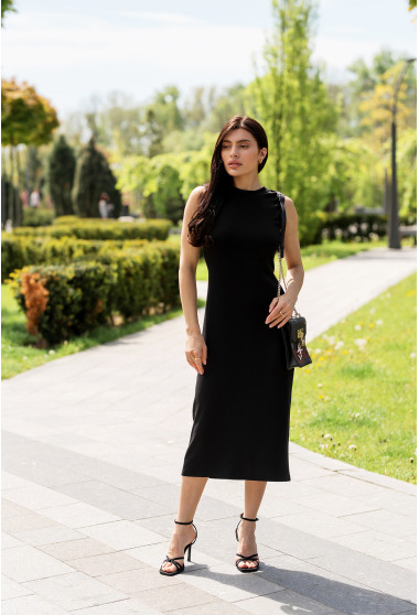  Черное платье рубчик с открытой спиной. Maritel. Изображенние 7