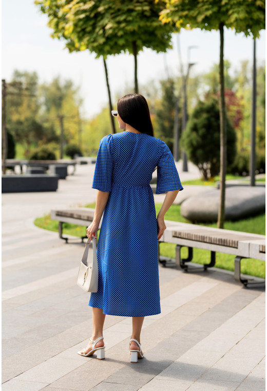 Синя сукня софт довга в горох — 667771. Maritel. Зображення 2 Синя сукня софт довга в горох — 667771. Maritel. Зображення 2