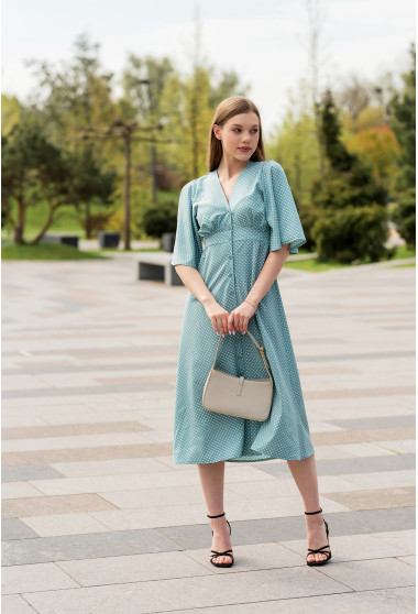 Оливкова сукня софт довга в горох . Maritel. Зображення 9