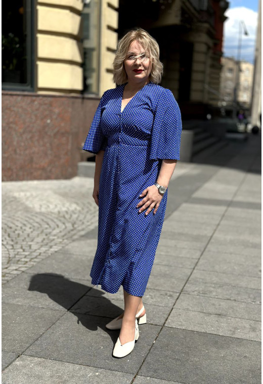 Синя сукня софт довга в горох — 667771. Maritel. Зображення 3 Синя сукня софт довга в горох — 667771. Maritel. Зображення 3