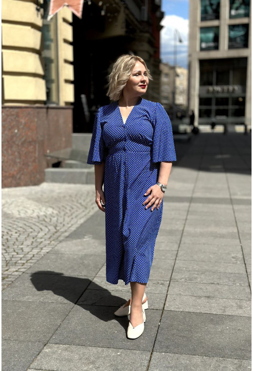 Синя сукня софт довга в горох — 667771. Maritel. Зображення 5 Синя сукня софт довга в горох — 667771. Maritel. Зображення 5