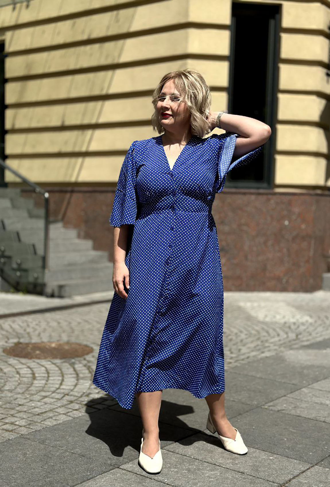 Синя сукня софт довга в горох —  667771. Maritel. Зображення 6