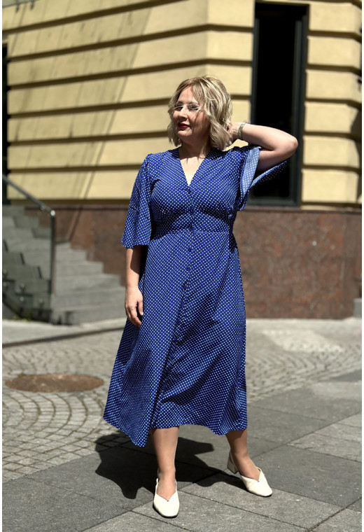 Синя сукня софт довга в горох — 667771. Maritel. Зображення 6 Синя сукня софт довга в горох — 667771. Maritel. Зображення 6