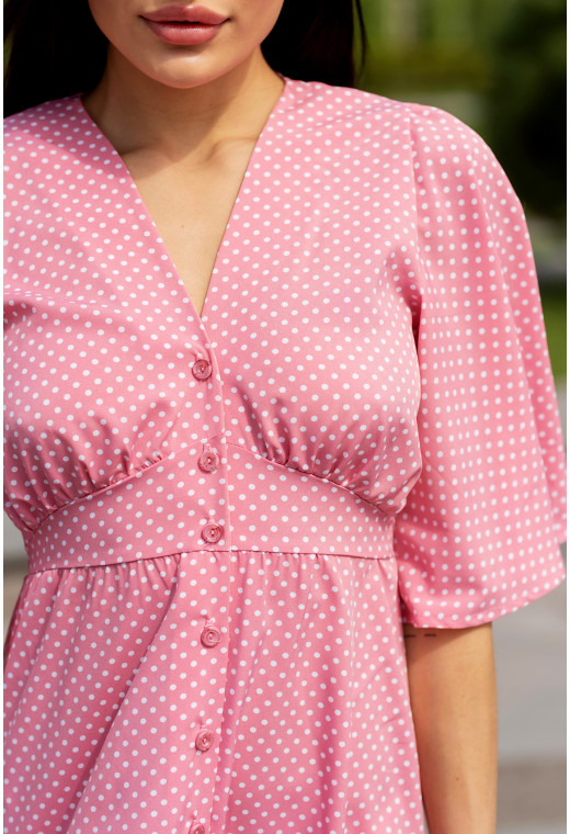 Розовое платье софт длинное в горох — 306717. Maritel. Изображенние 1 Розовое платье софт длинное в горох — 306717. Maritel. Изображенние 1