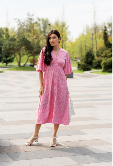 Рожева сукня софт довга в горох. Maritel. Зображення 12