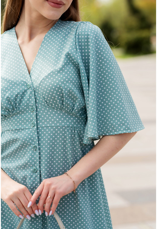 Оливкова сукня софт довга в горох — 199875. Maritel. Зображення 3 Оливкова сукня софт довга в горох — 199875. Maritel. Зображення 3