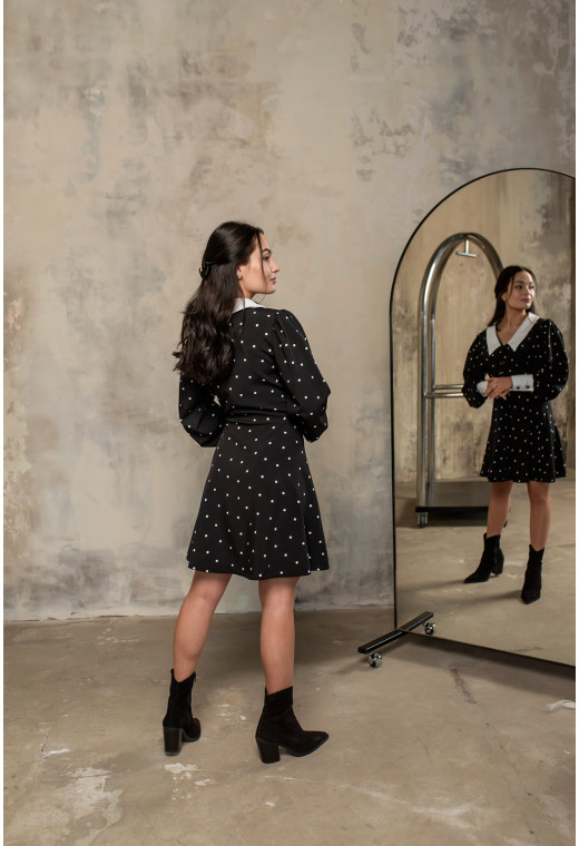 Черное платье софт с воротником — 827090. Maritel. Изображенние 1 Черное платье софт с воротником — 827090. Maritel. Изображенние 1