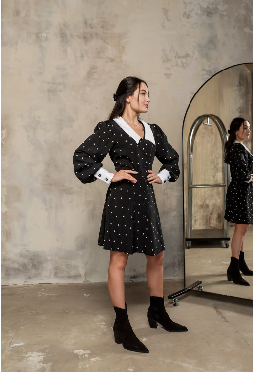 Черное платье софт с воротником — 827090. Maritel. Изображенние 3 Черное платье софт с воротником — 827090. Maritel. Изображенние 3