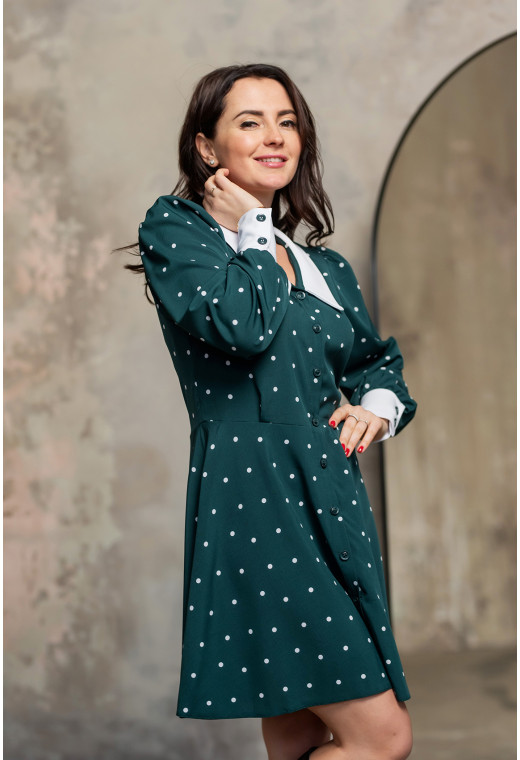 Изумрудное платье софт с воротником — 245732. Maritel. Изображенние 1 Изумрудное платье софт с воротником — 245732. Maritel. Изображенние 1