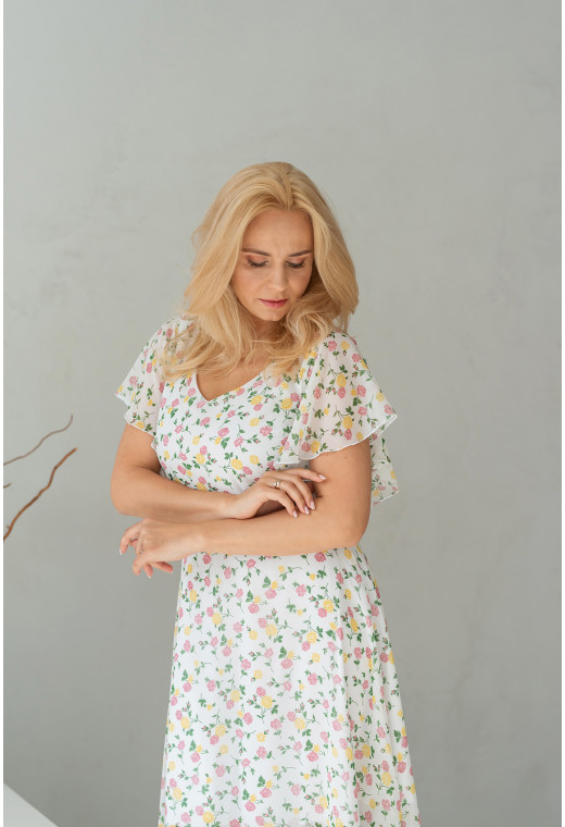 Біла шифонова сукня сонце міді — 401240. Maritel. Зображення 1 Біла шифонова сукня сонце міді — 401240. Maritel. Зображення 1