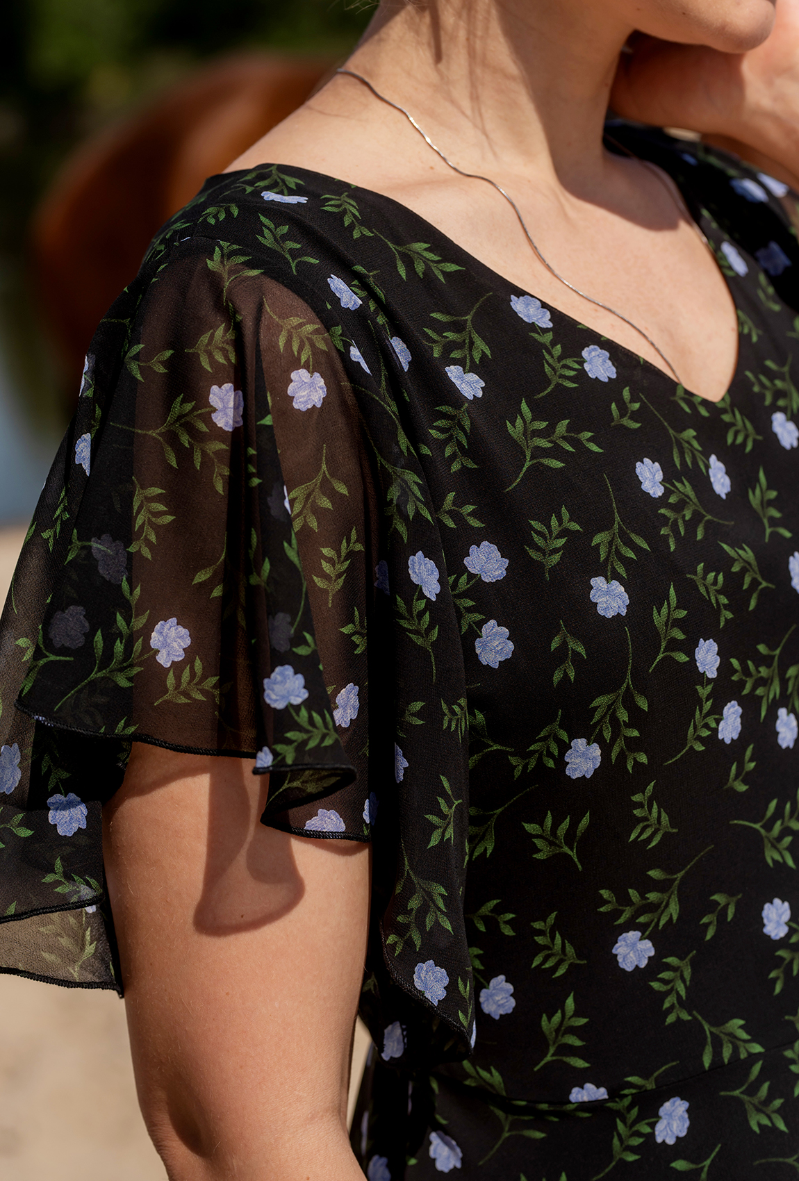 Черное шифоновое платье солнце миди —  261112. Maritel. Изображенние 2